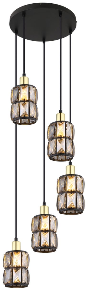 Globo Lighting Wolli lampă suspendată 5x40 W negru-cristal 15761-5B