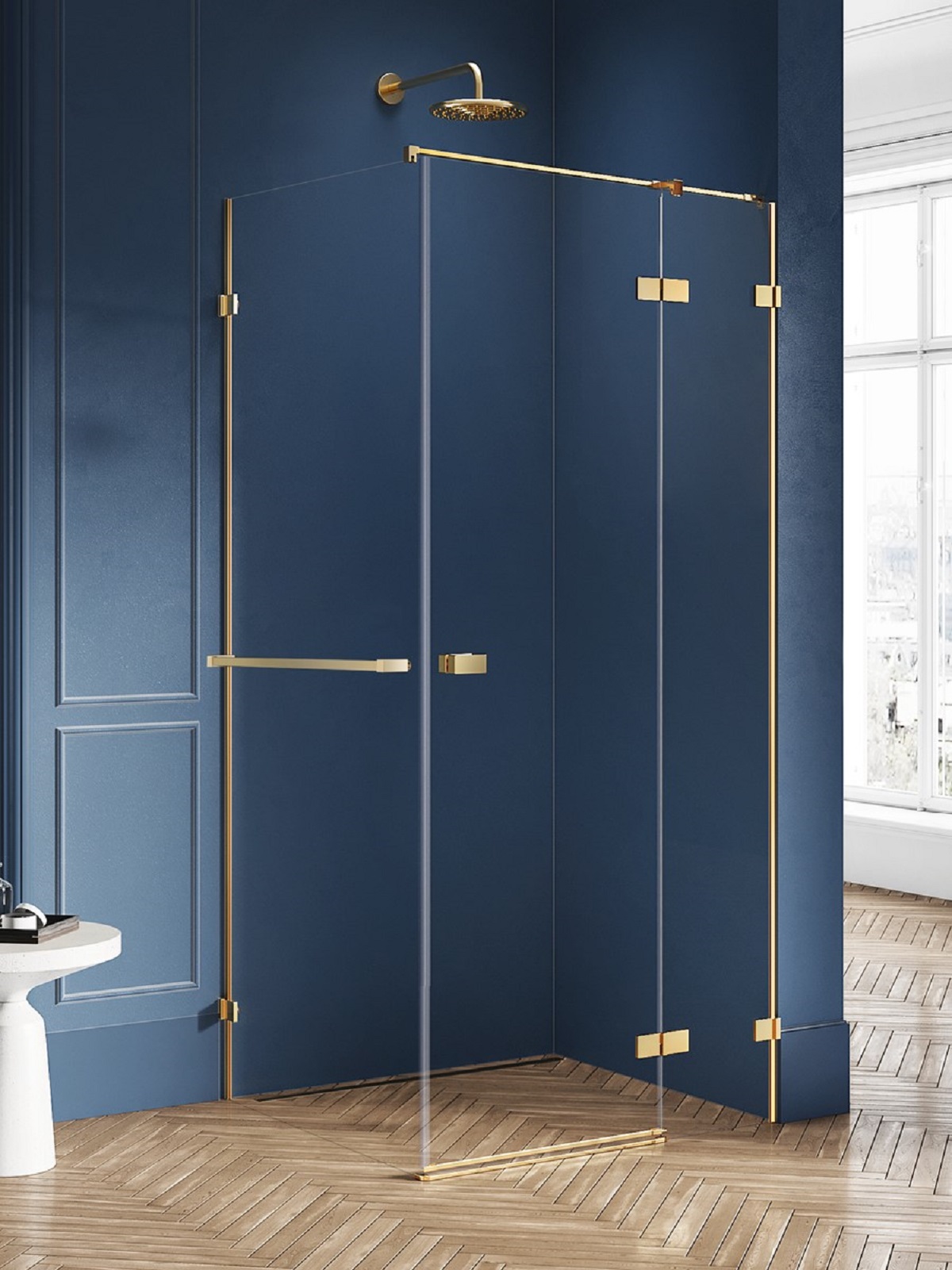 New Trendy Avexa Gold Brushed cabină de duș 80x70 cm dreptunghiular auriu periat/sticlă transparentă EXK-3040