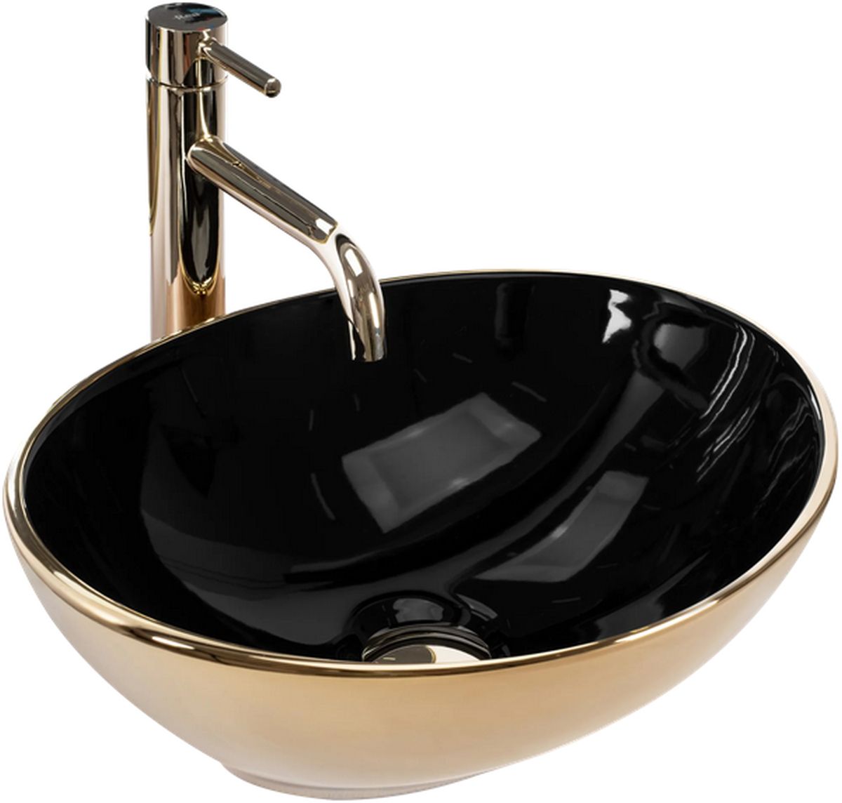 Rea Sofia lavoar 41x34.5 cm ovale de blat negru-auriu REA-U4527