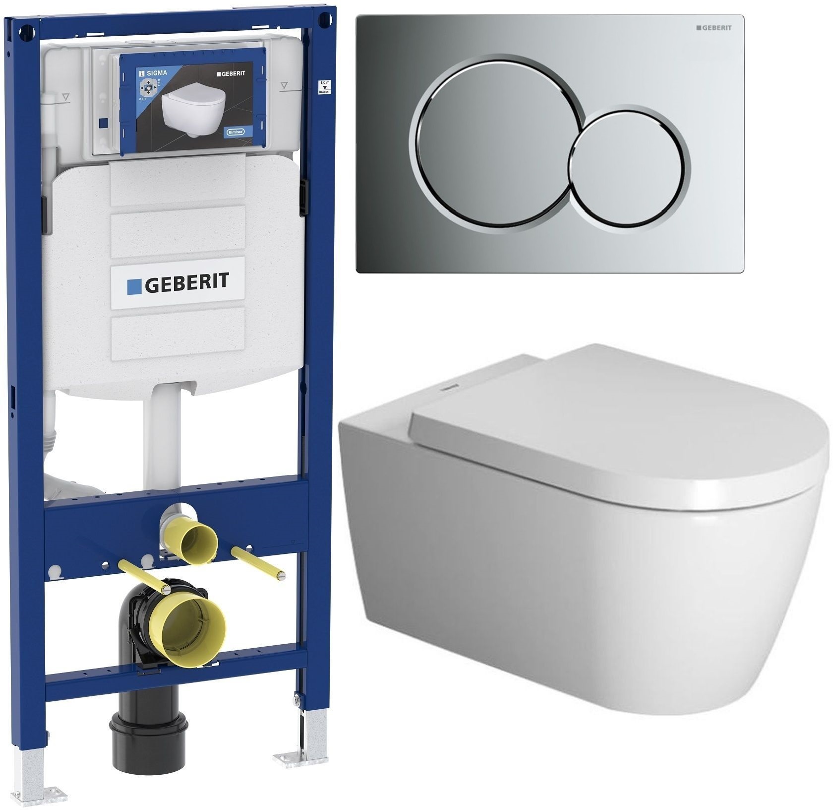 Set vas WC Duravit ME by Starck 2529092000, cadru încastrat Geberit Duofix 111.320.00.5, 0020090000, 115.770.21.5