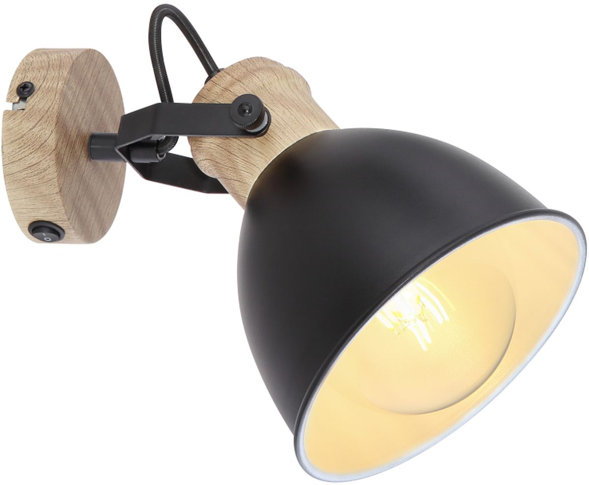 Globo Lighting Wiho lampă de perete 1x40 W negru-lemn 54018-1S