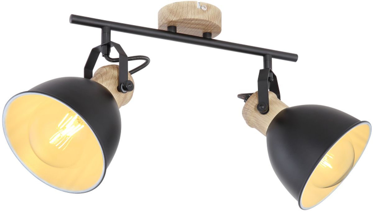 Globo Lighting Wiho lampă de tavan 2x40 W negru-lemn 54018-2S