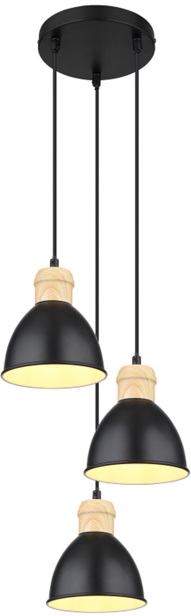 Globo Lighting Wiho lampă suspendată 3x40 W negru-lemn 54018-3HS