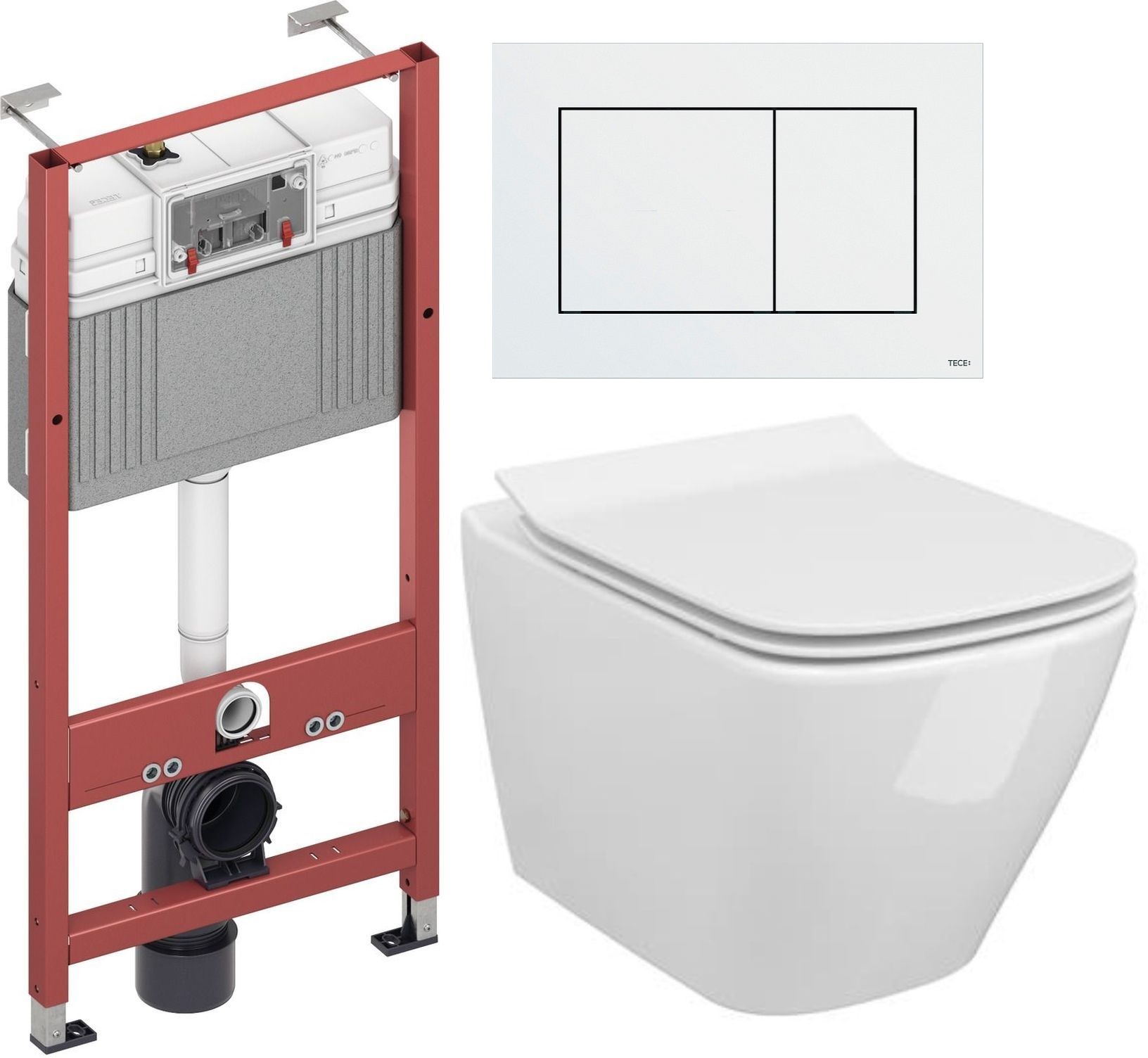 Set set Vas+capac soft close Cersanit City S701-405, cadru încastrat Tece Base 9400407, 9.240.400