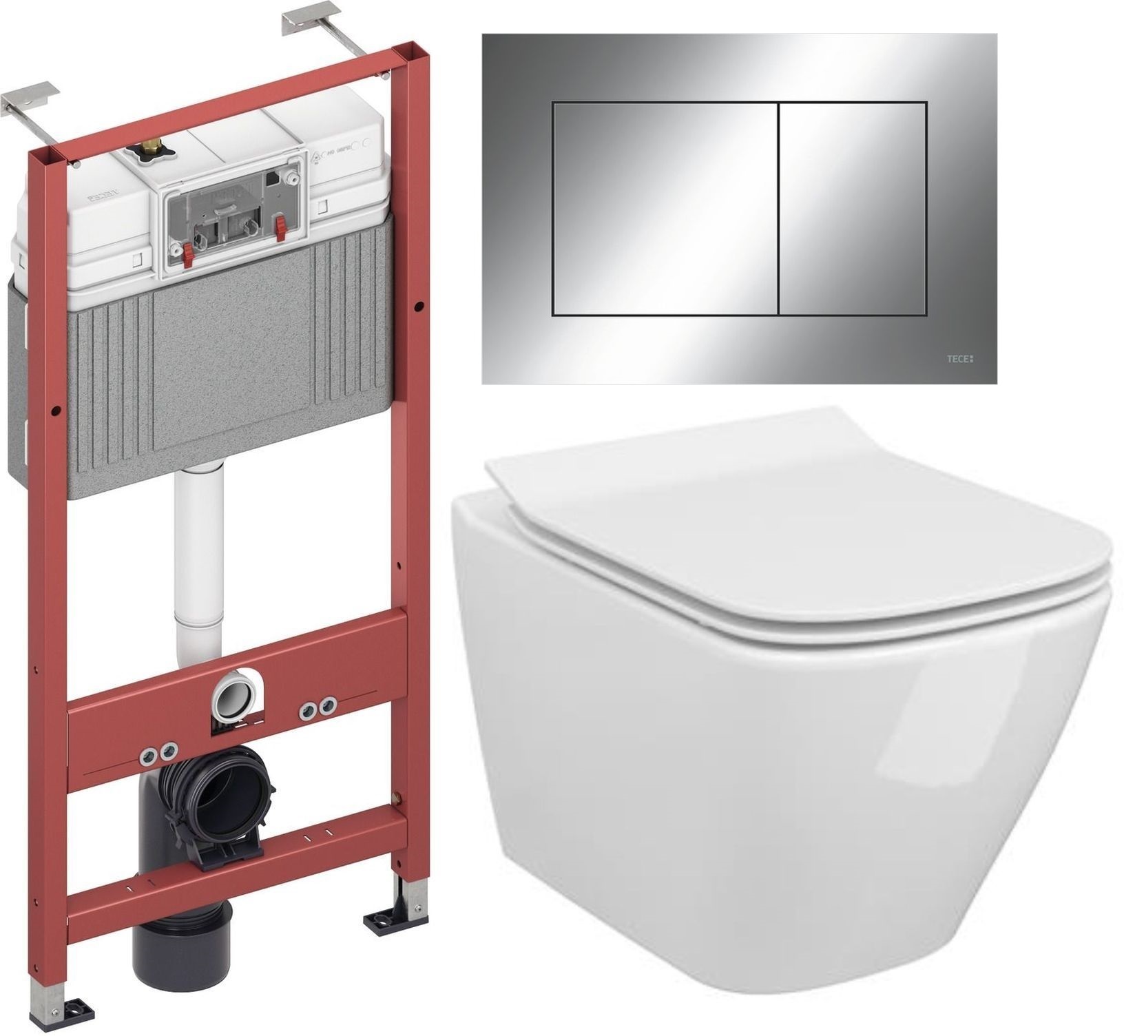 Set set Vas+capac soft close Cersanit City S701-405, cadru încastrat Tece Base 9400407, 9.240.401