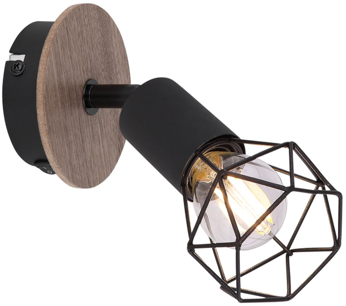 Globo Lighting Xara I lampă de perete 1x40 W negru-lemn 54802S-1H