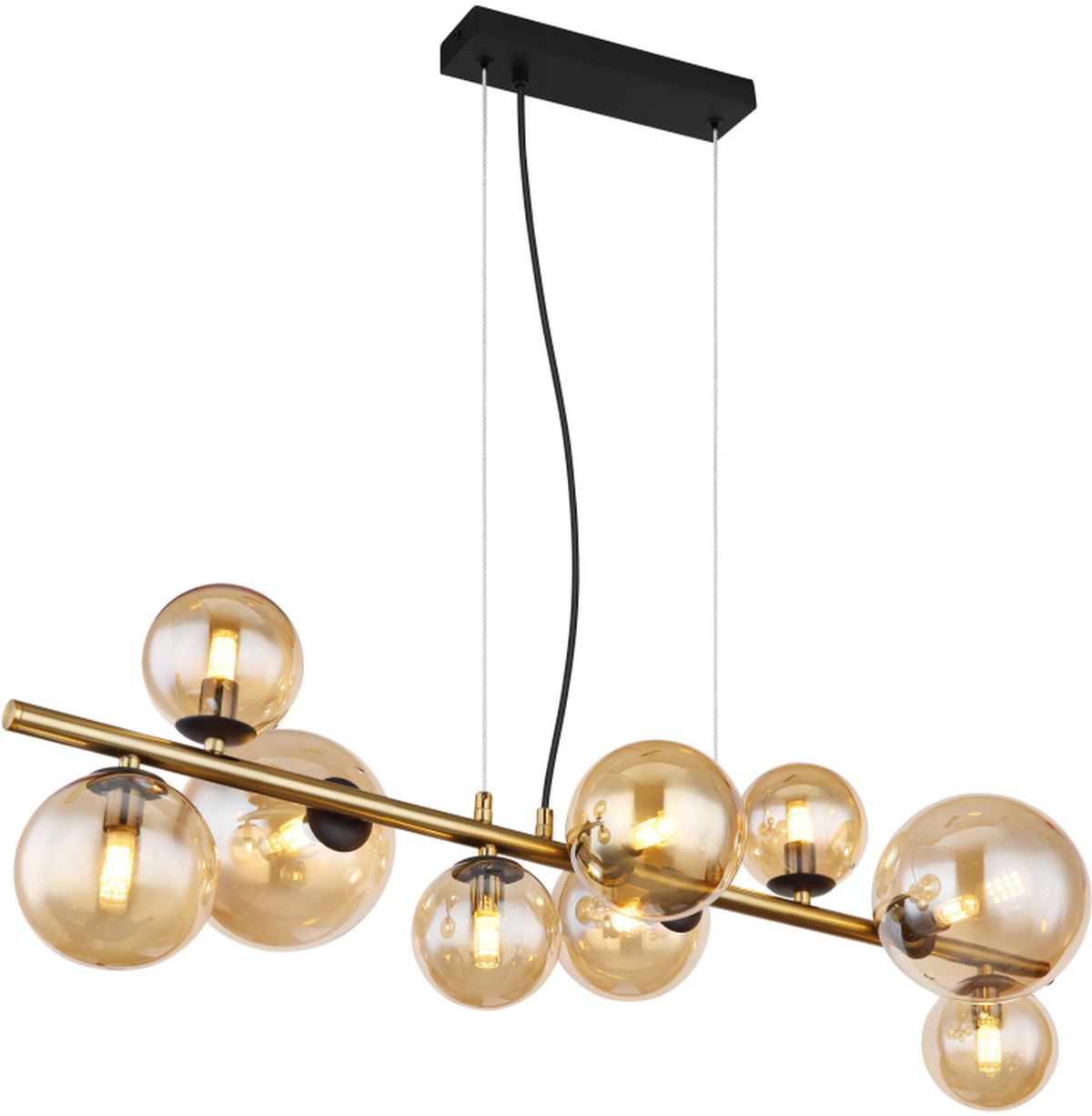 Globo Lighting Riha lampă suspendată x3.5 W negru-alamă-chihlimbar 56135-9H