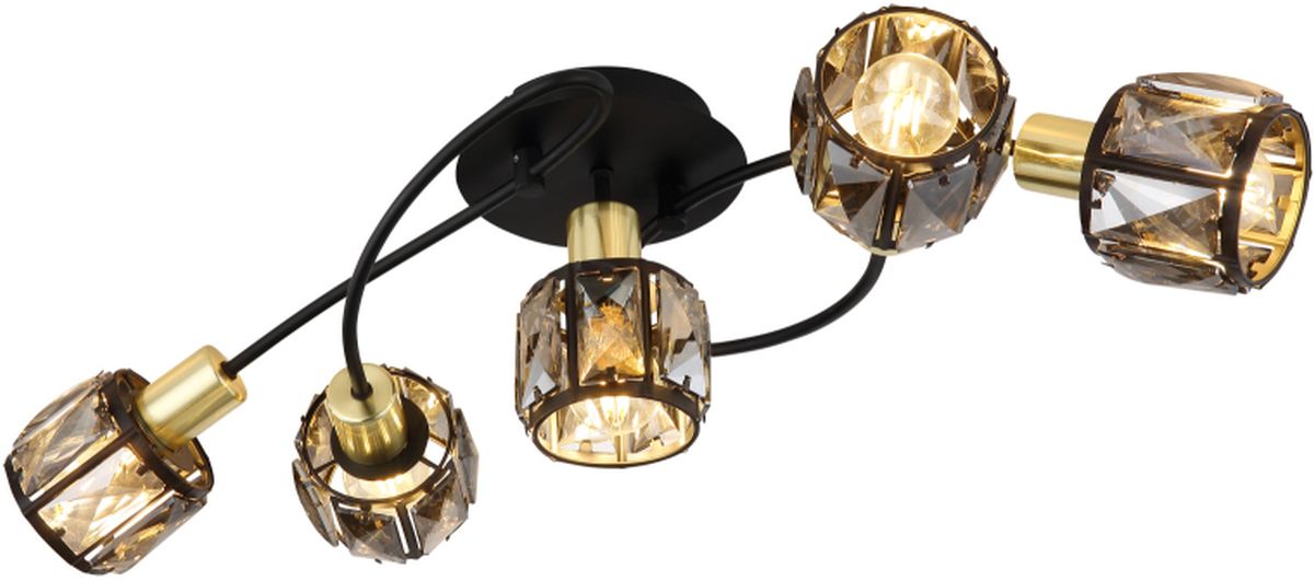 Globo Lighting Indiana lampă de tavan 5x40 W negru-fumuriu-auriu 54357-5B