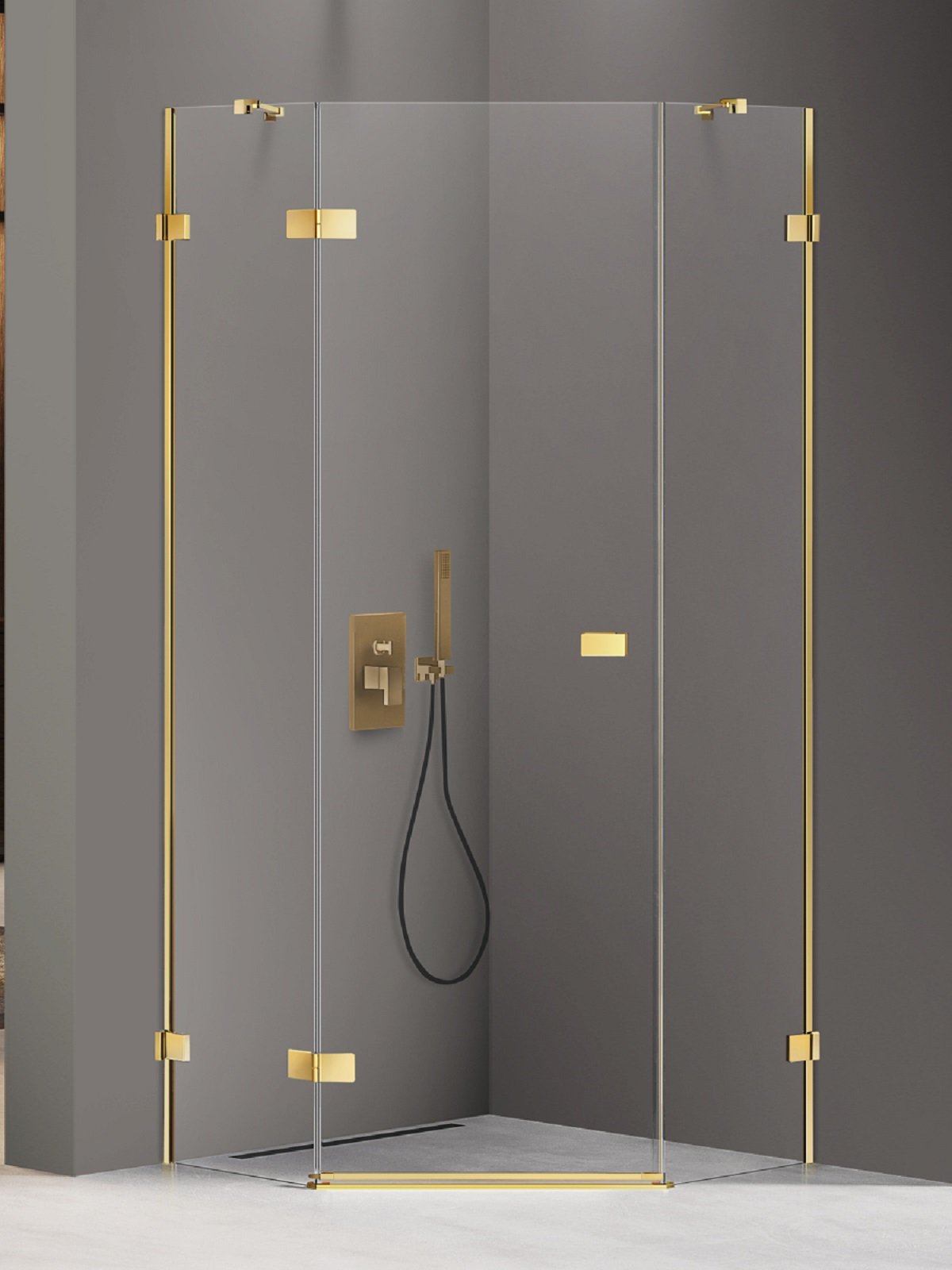 New Trendy Avexa Gold Shine cabină de duș 80x80 cm auriu luciu/sticlă transparentă EXK-3840