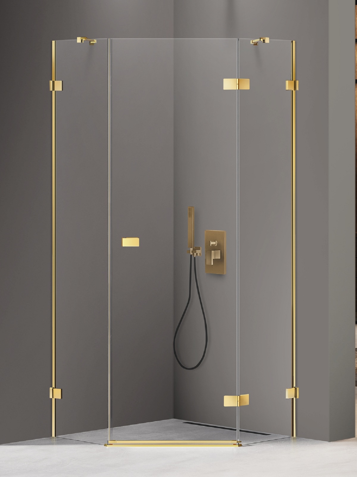New Trendy Avexa Gold Shine cabină de duș 90x90 cm auriu luciu/sticlă transparentă EXK-3843