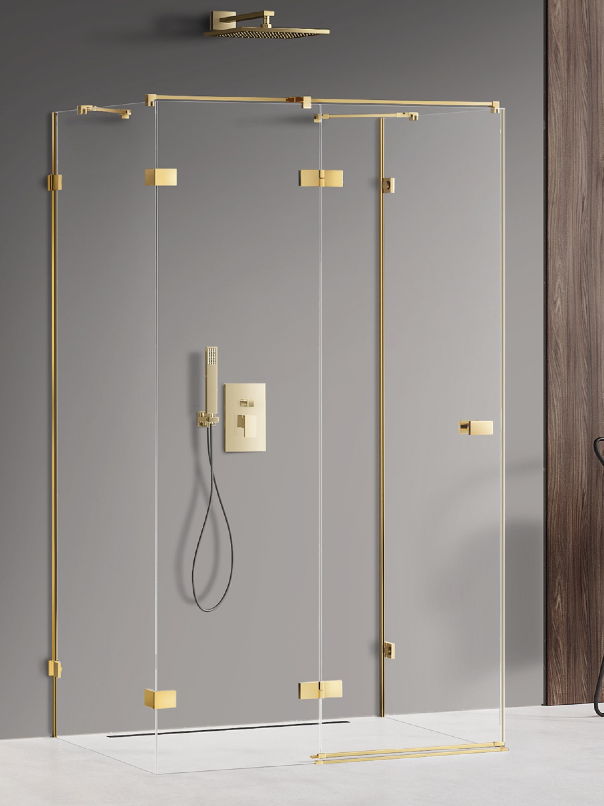 New Trendy Avexa Gold Shine cabină de duș 80x80 cm pătrat auriu luciu/sticlă transparentă EXK-2095