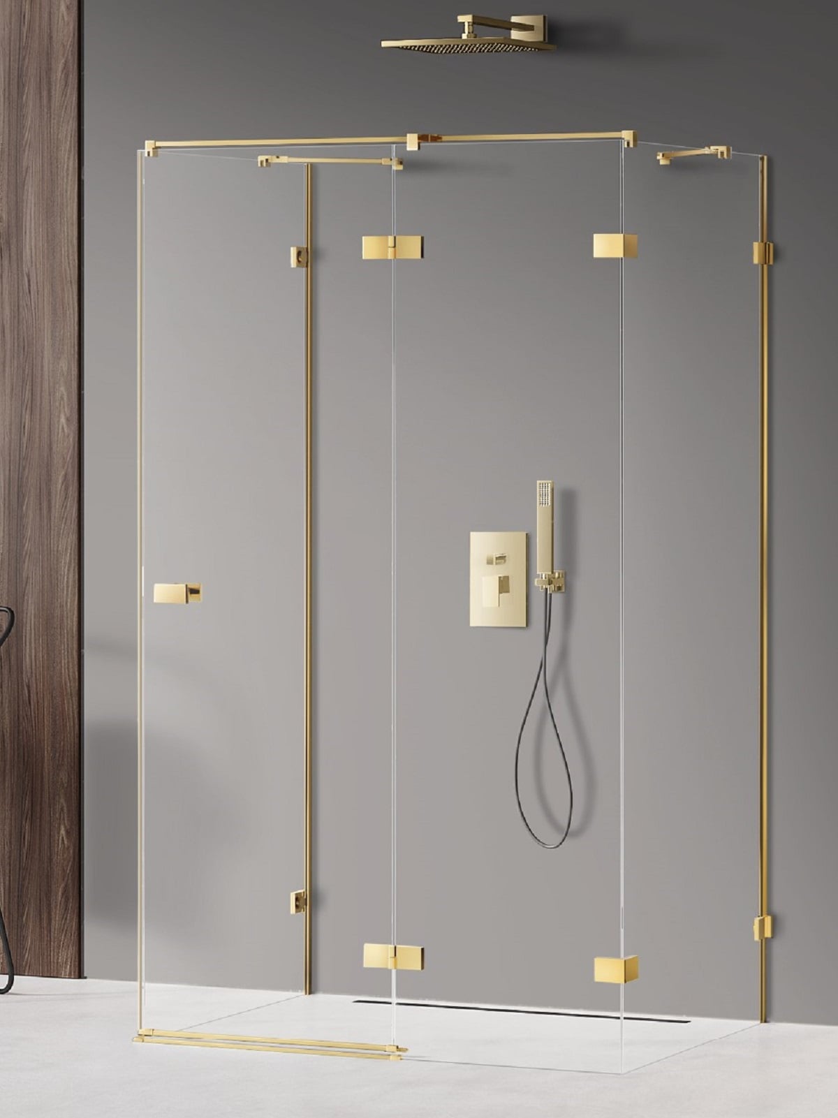 New Trendy Avexa Gold Shine cabină de duș 80x80 cm pătrat auriu luciu/sticlă transparentă EXK-2125