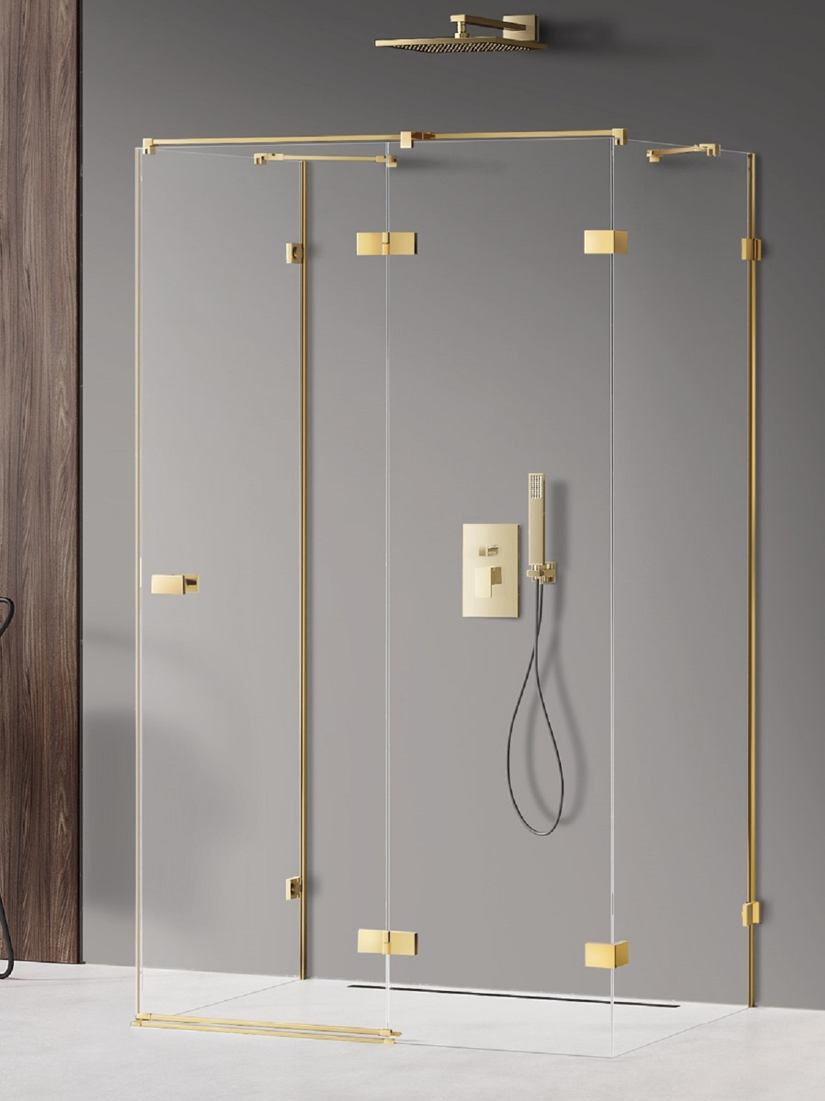 New Trendy Avexa Gold Shine cabină de duș 100x100 cm pătrat auriu luciu/sticlă transparentă EXK-2139