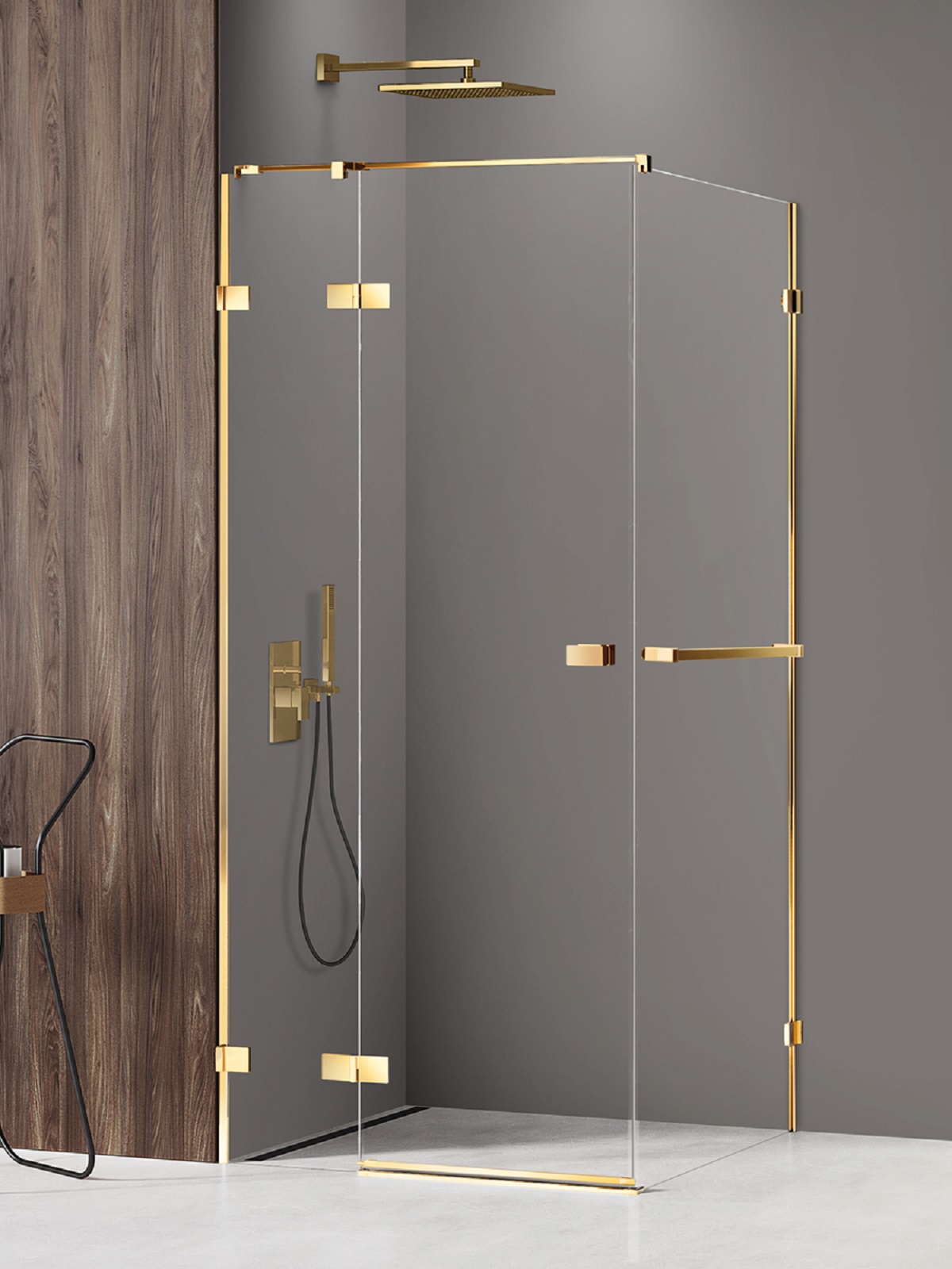 New Trendy Avexa Gold Shine cabină de duș 80x80 cm pătrat auriu luciu/sticlă transparentă EXK-3163