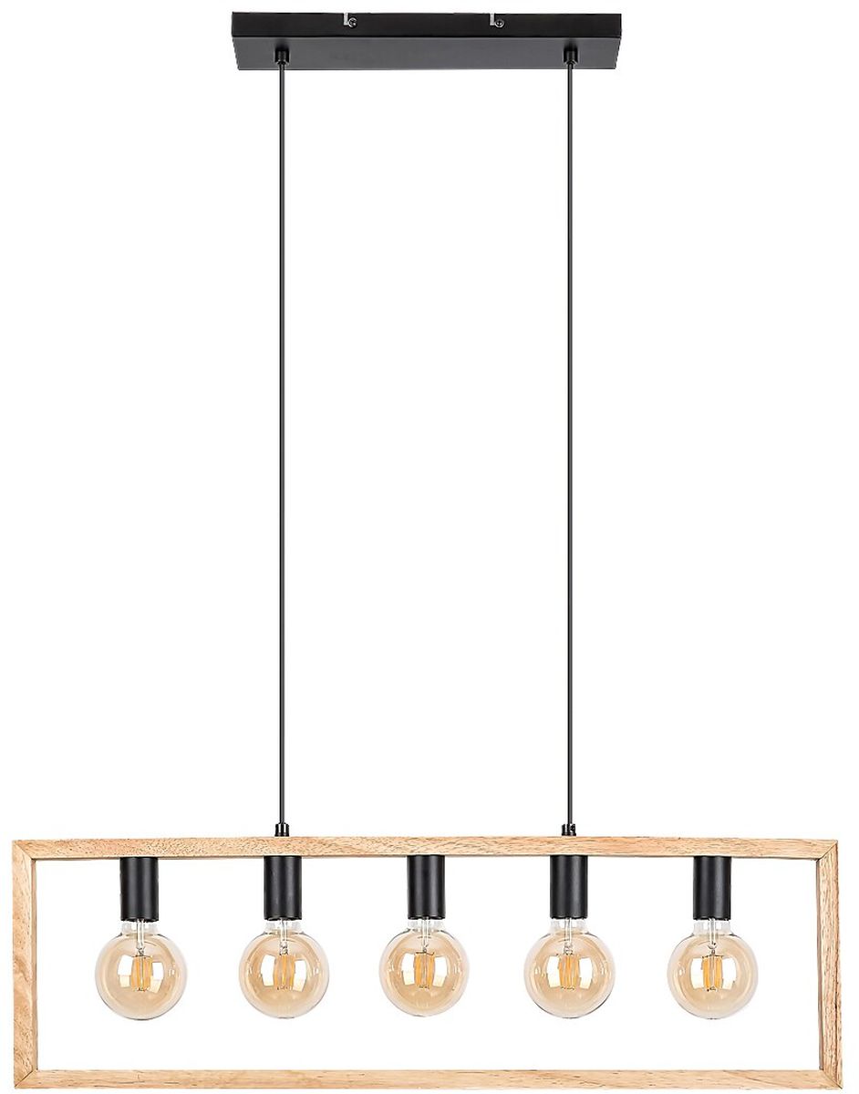 Rabalux Indigo lampă suspendată 5x40 W negru-lemn 2294