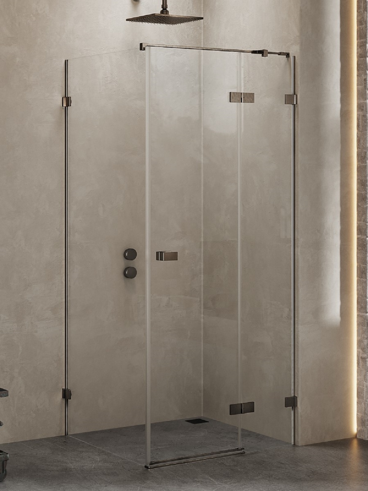 New Trendy Avexa Gunmetal Brushed cabină de duș 90x80 cm dreptunghiular periat/sticlă transparentă EXK-3350