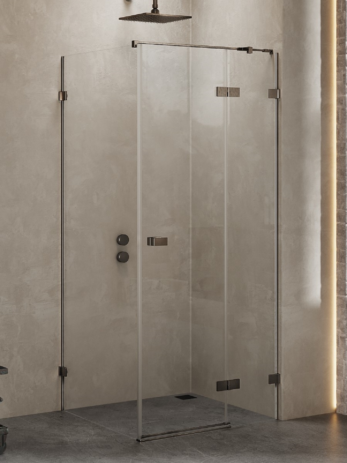 New Trendy Avexa Gunmetal Brushed cabină de duș 120x110 cm dreptunghiular periat/sticlă transparentă EXK-3371