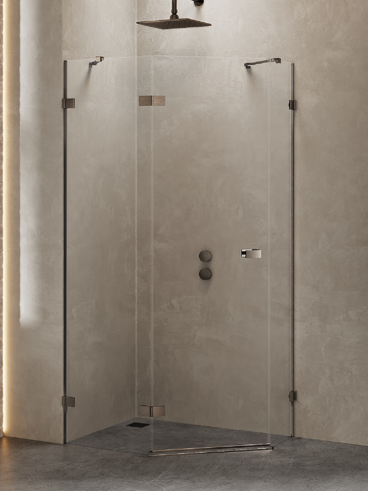 New Trendy Avexa Gunmetal Brushed cabină de duș 100x80 cm periat/sticlă transparentă EXK-3837