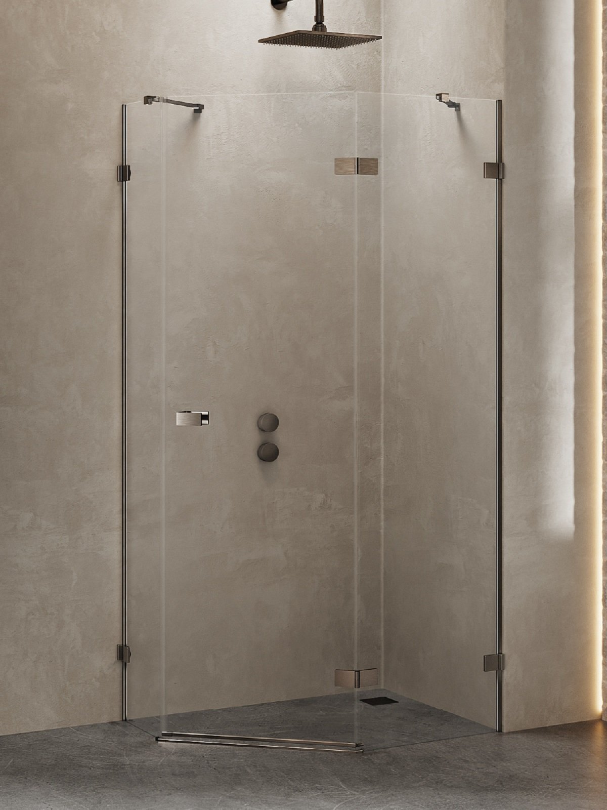 New Trendy Avexa Gunmetal Brushed cabină de duș 100x80 cm periat/sticlă transparentă EXK-3838