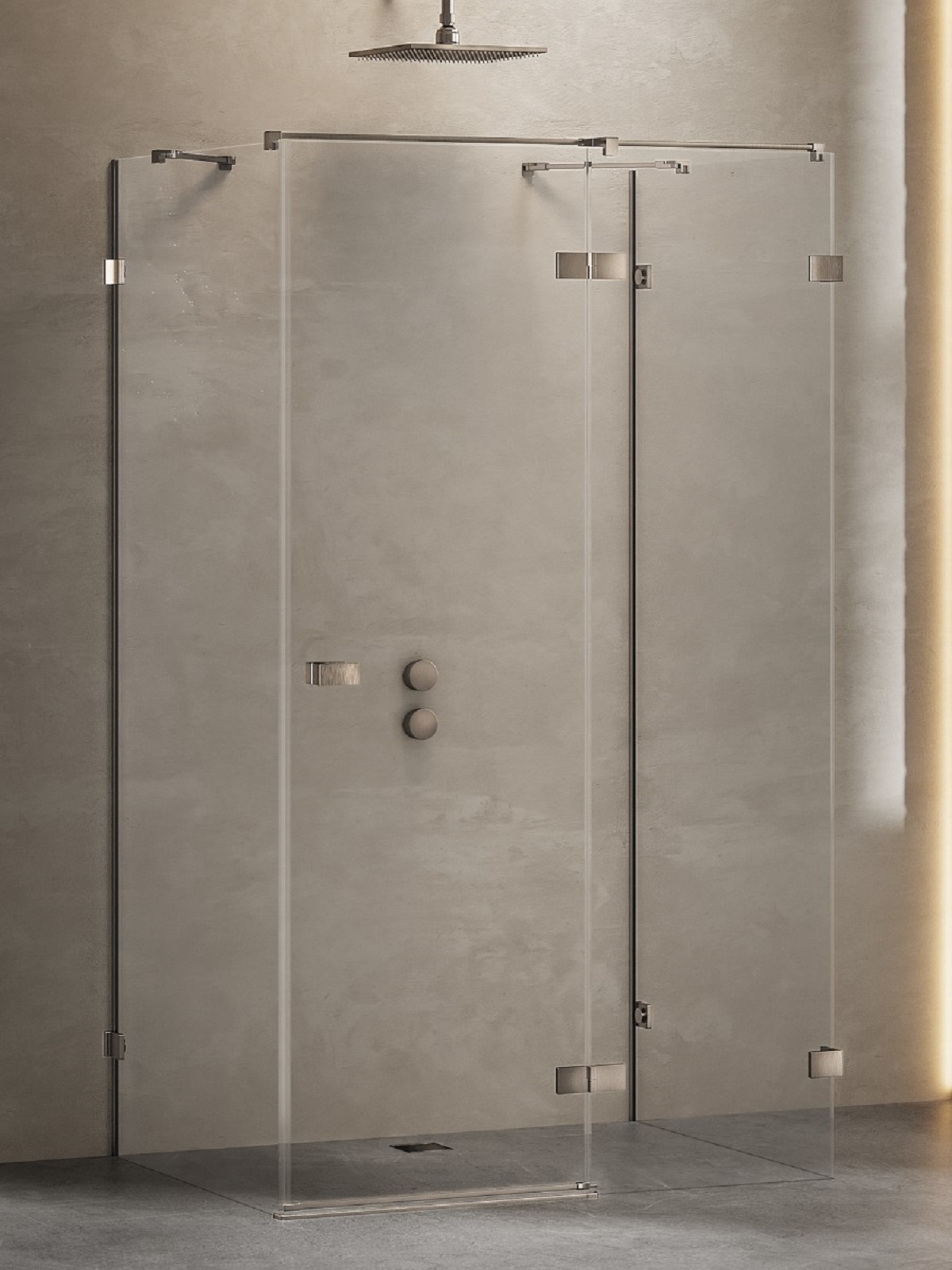 New Trendy Avexa Gunmetal Brushed cabină de duș 90x90 cm pătrat periat/sticlă transparentă EXK-3441