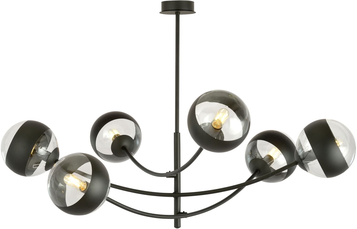 Emibig Hunter Stripe lampă de tavan 6x10 W negru-transparent 1101/6