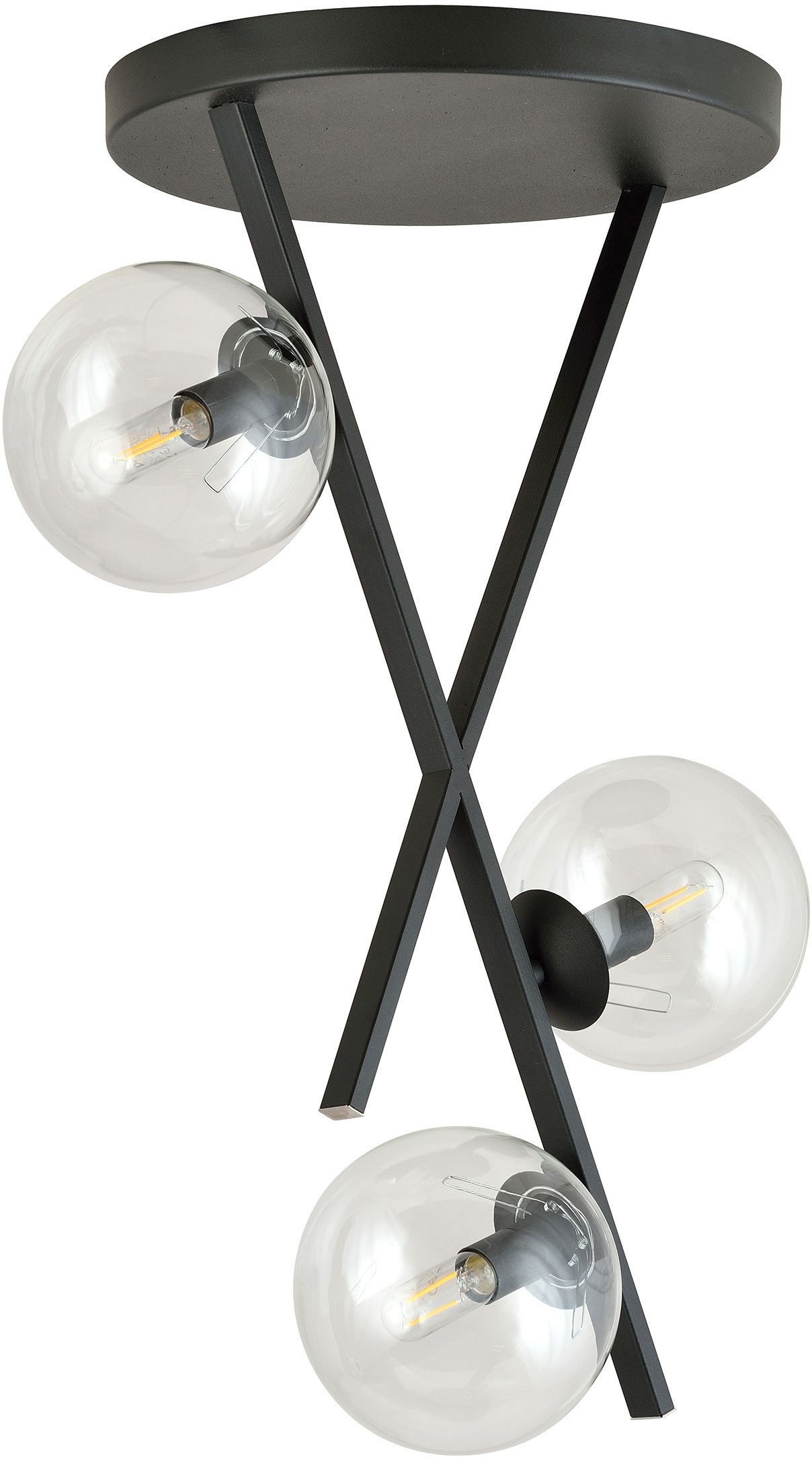 Emibig River lampă de tavan 3x10 W negru-transparent 1195/3