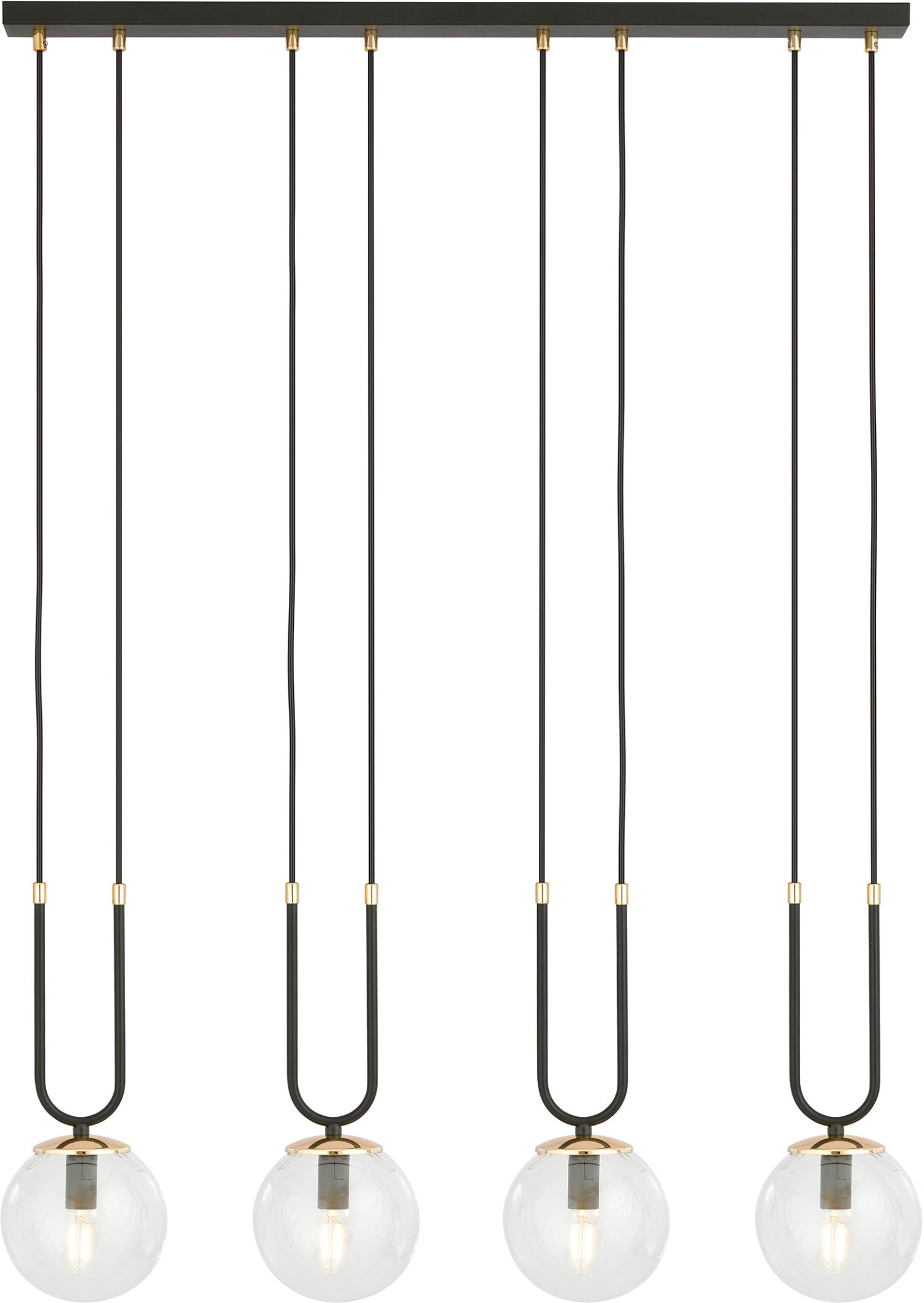 Emibig Glam lampă suspendată 4x10 W negru-transparent 1114/4