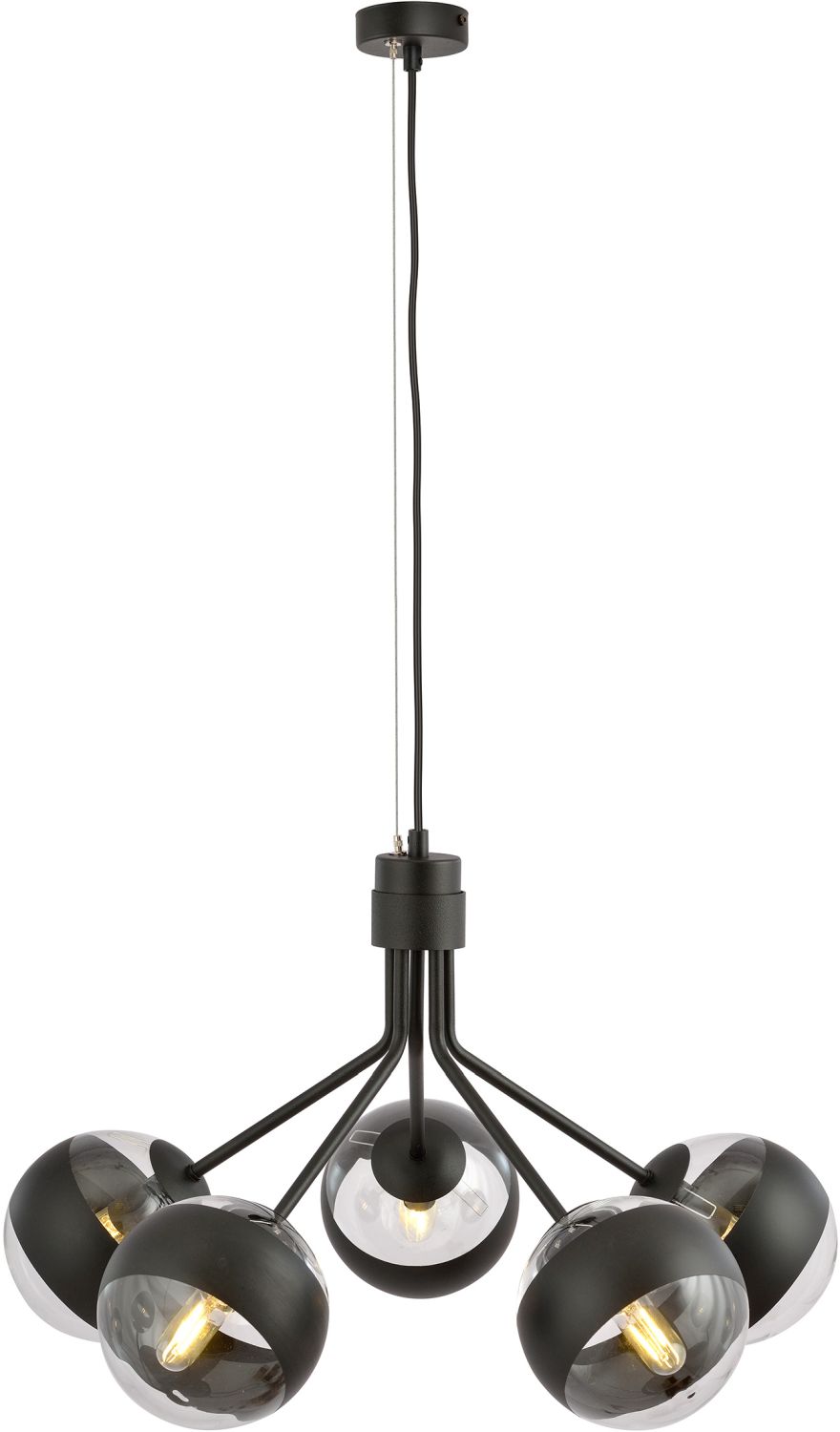 Emibig Nova Stripe lampă suspendată 5x40 W negru-transparent 1139/5