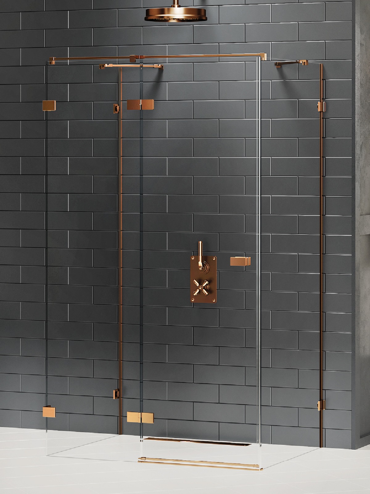 New Trendy Avexa Copper Brushed cabină de duș 80x80 cm pătrat cupru periat/sticlă transparentă EXK-3691