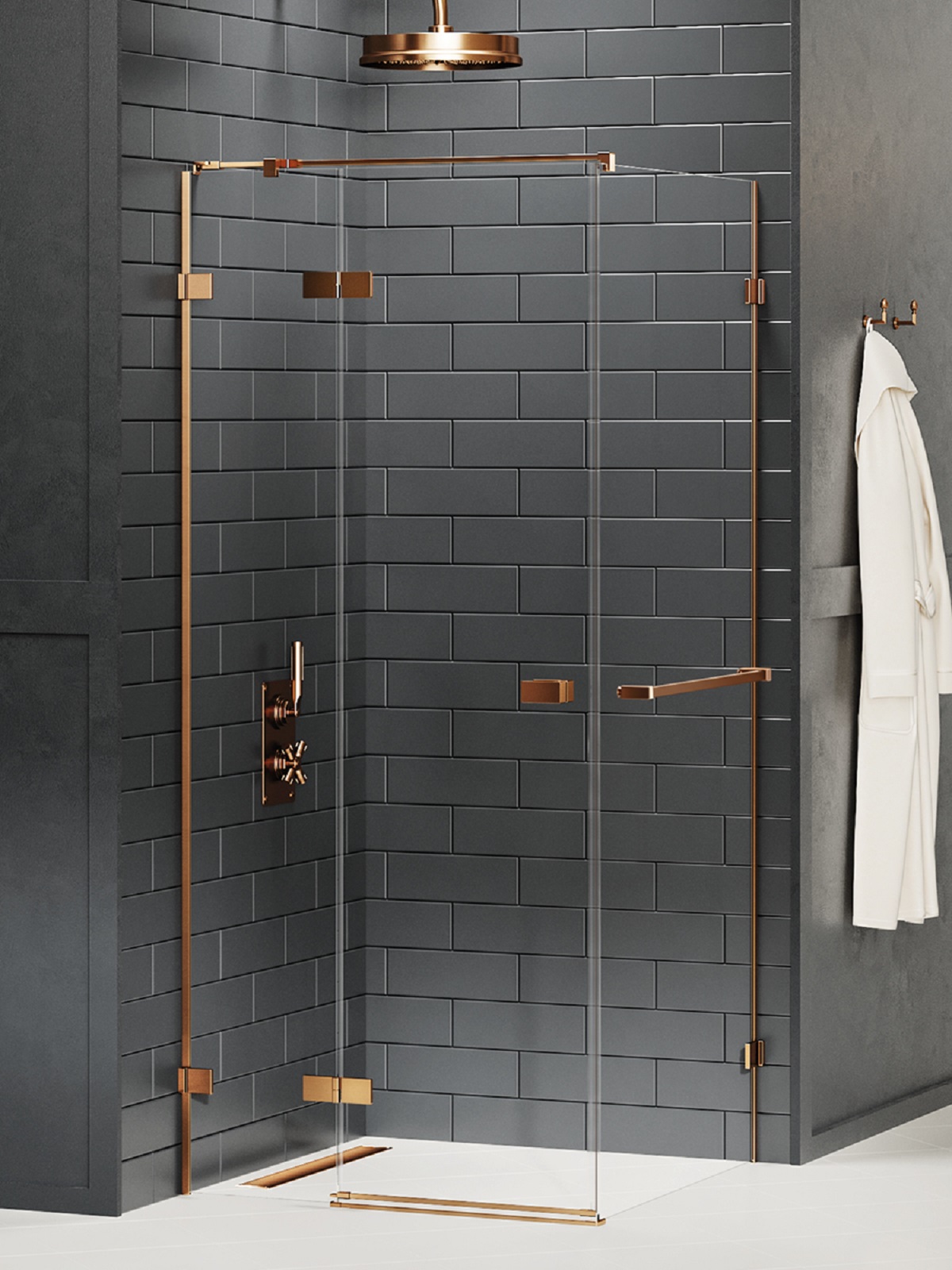 New Trendy Avexa Copper Brushed cabină de duș 90x80 cm dreptunghiular cupru periat/sticlă transparentă EXK-3607