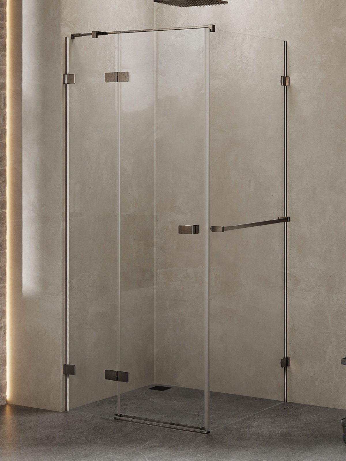 New Trendy Avexa Gunmetal Brushed cabină de duș 80x70 cm dreptunghiular periat/sticlă transparentă EXK-3258