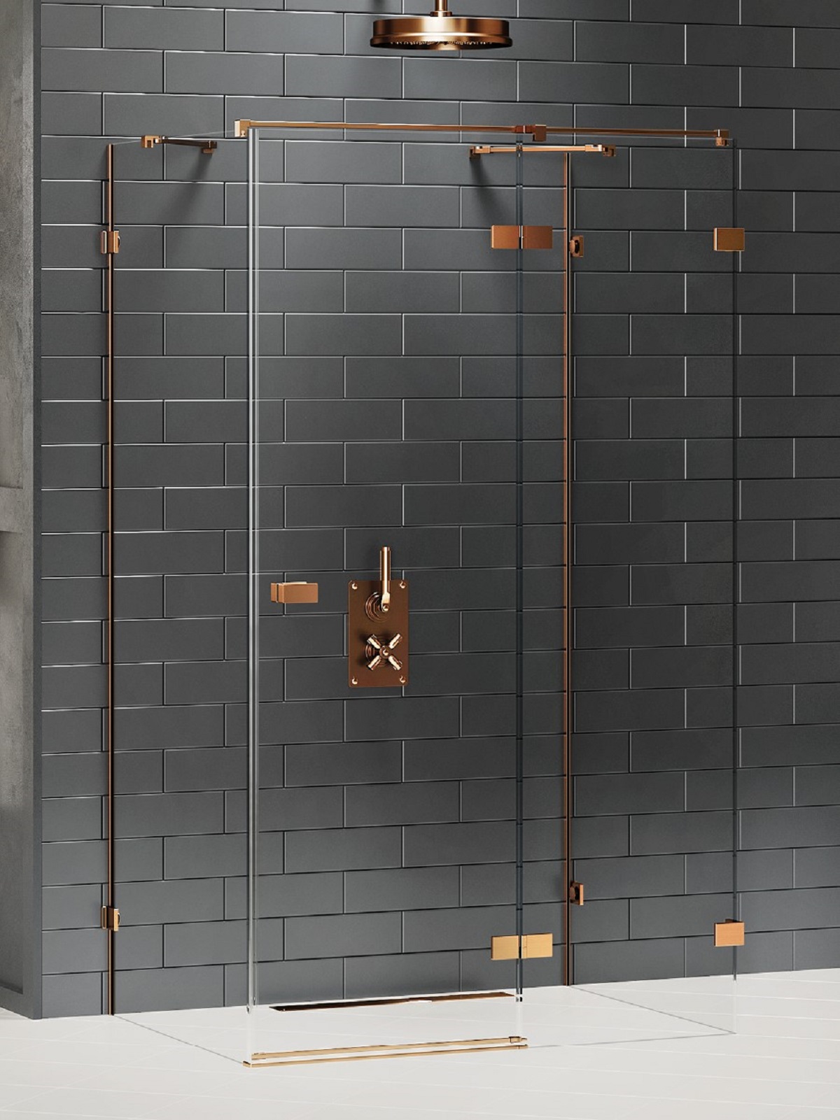 New Trendy Avexa Copper Brushed cabină de duș 90x80 cm dreptunghiular cupru periat/sticlă transparentă EXK-3727