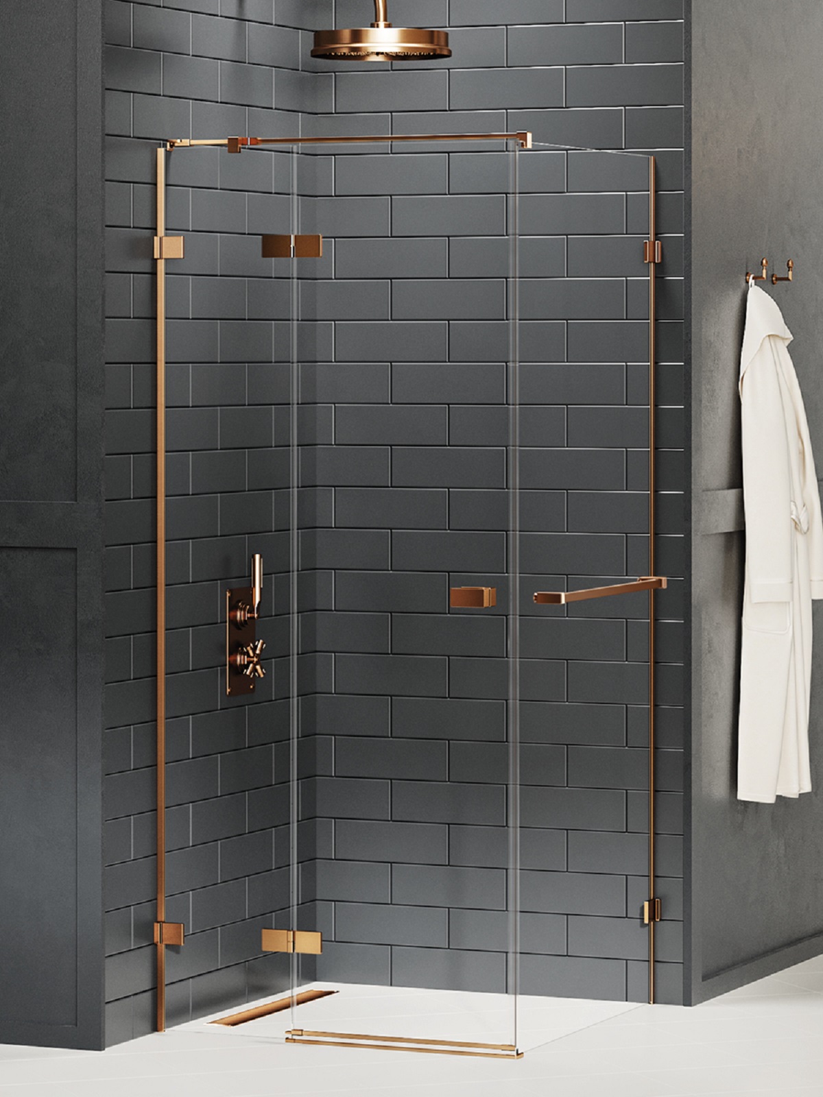New Trendy Avexa Copper Brushed cabină de duș 120x110 cm dreptunghiular cupru periat/sticlă transparentă EXK-3628