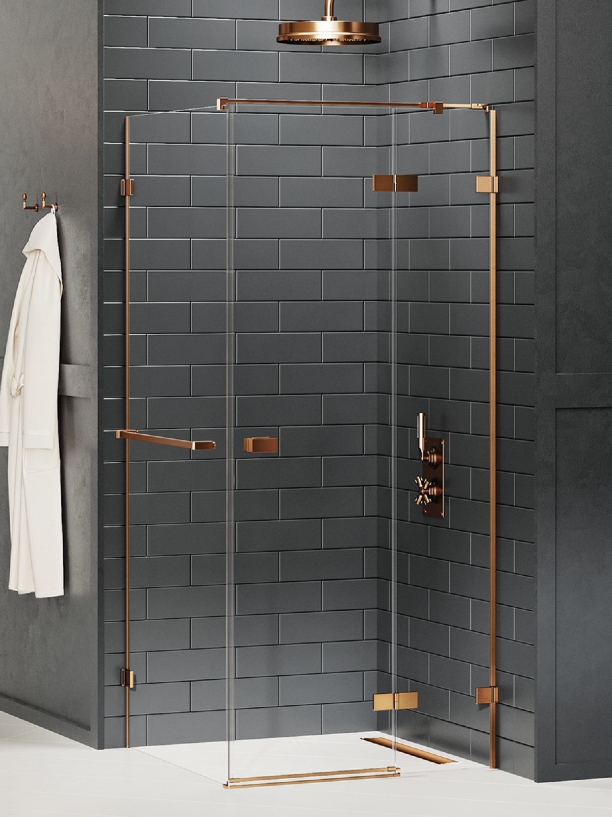 New Trendy Avexa Copper Brushed cabină de duș 80x80 cm pătrat cupru periat/sticlă transparentă EXK-3636