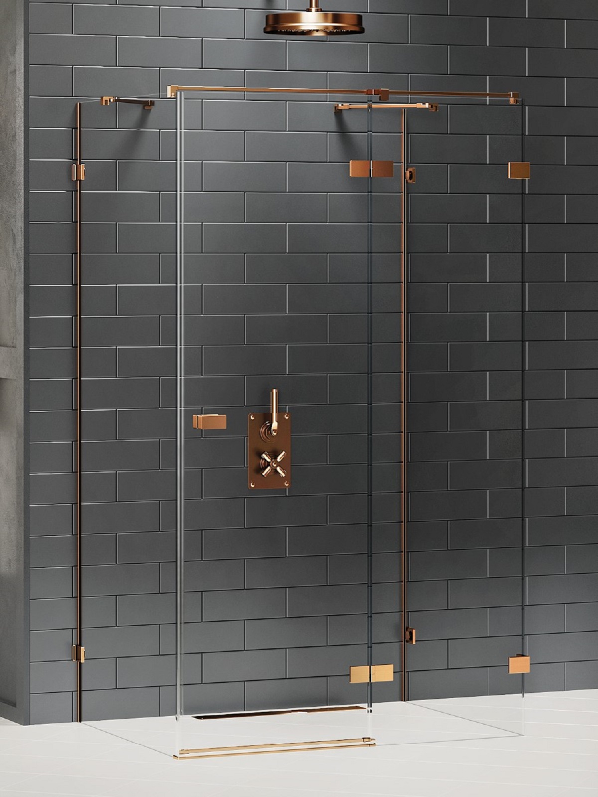 New Trendy Avexa Copper Brushed cabină de duș 100x100 cm pătrat cupru periat/sticlă transparentă EXK-3735