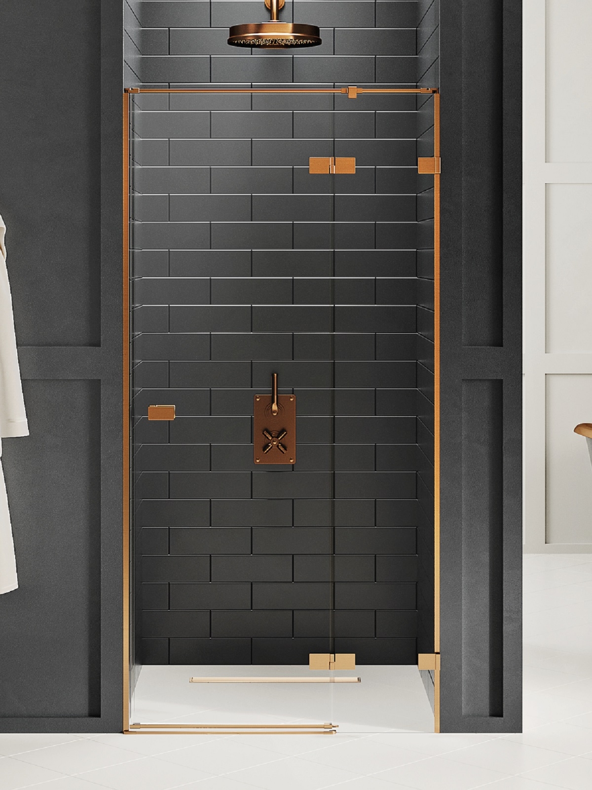 New Trendy Avexa Copper Brushed uși de duș 100 cm înclinabilă cupru periat/sticlă transparentă EXK-3536