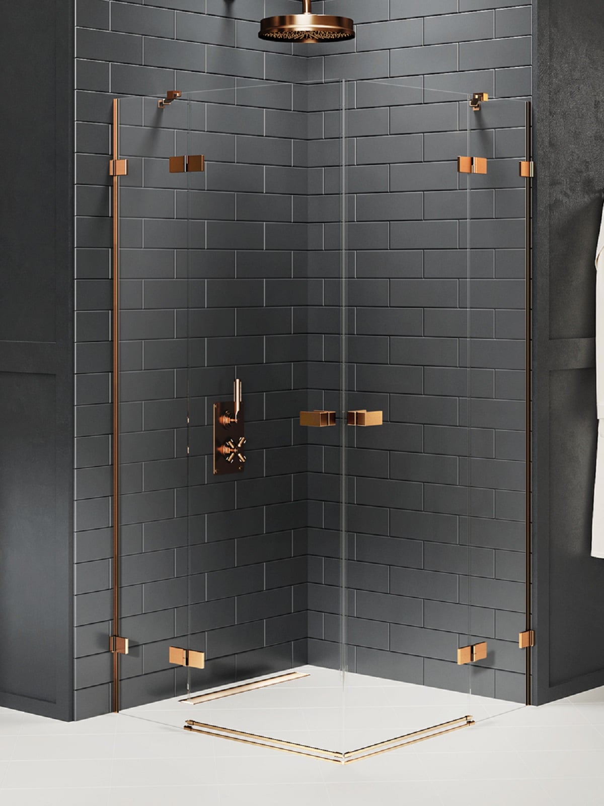 New Trendy Avexa Copper Brushed cabină de duș 110x100 cm dreptunghiular cupru periat/sticlă transparentă EXK-3682