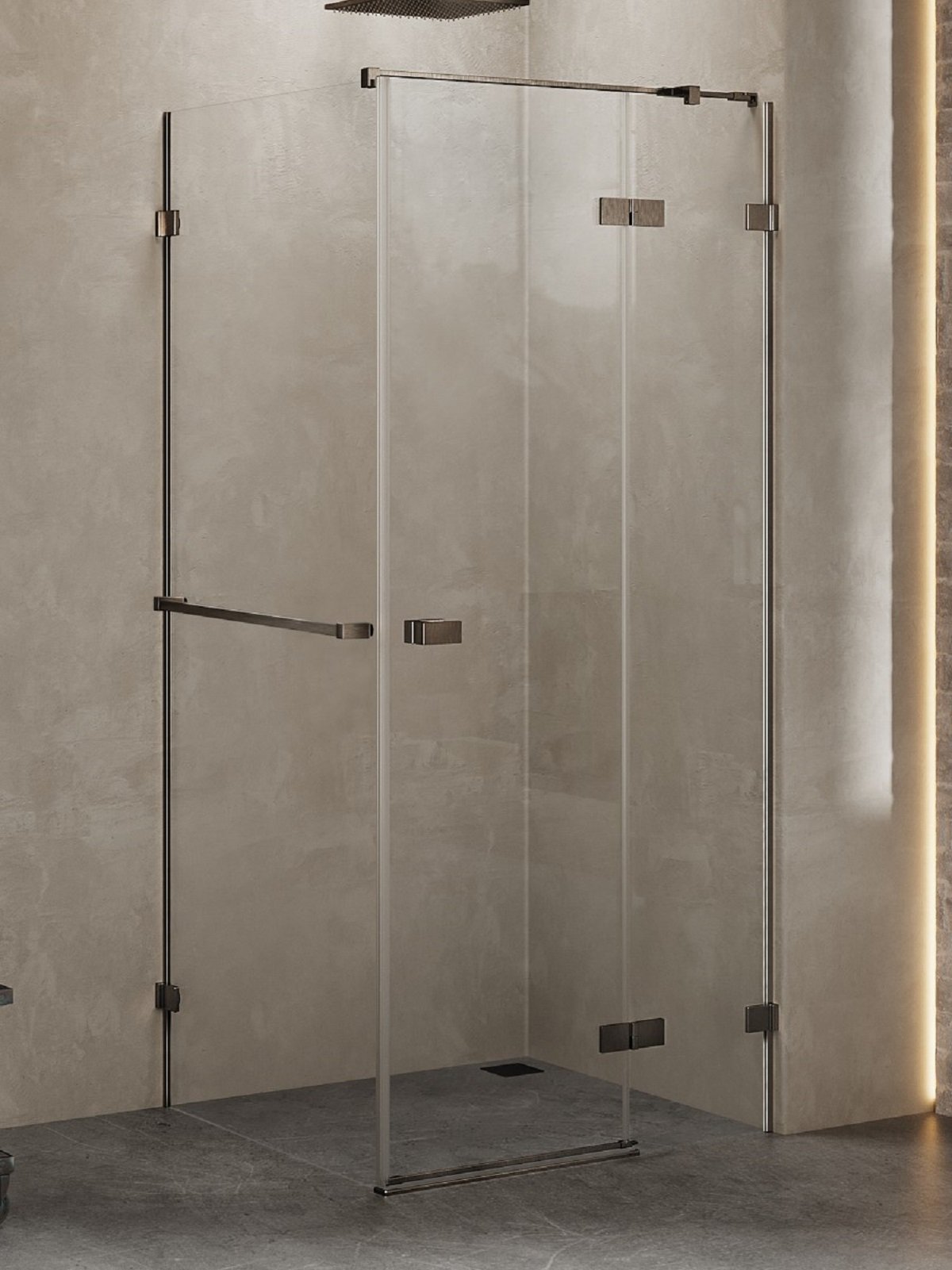 New Trendy Avexa Gunmetal Brushed cabină de duș 100x80 cm dreptunghiular periat/sticlă transparentă EXK-3301