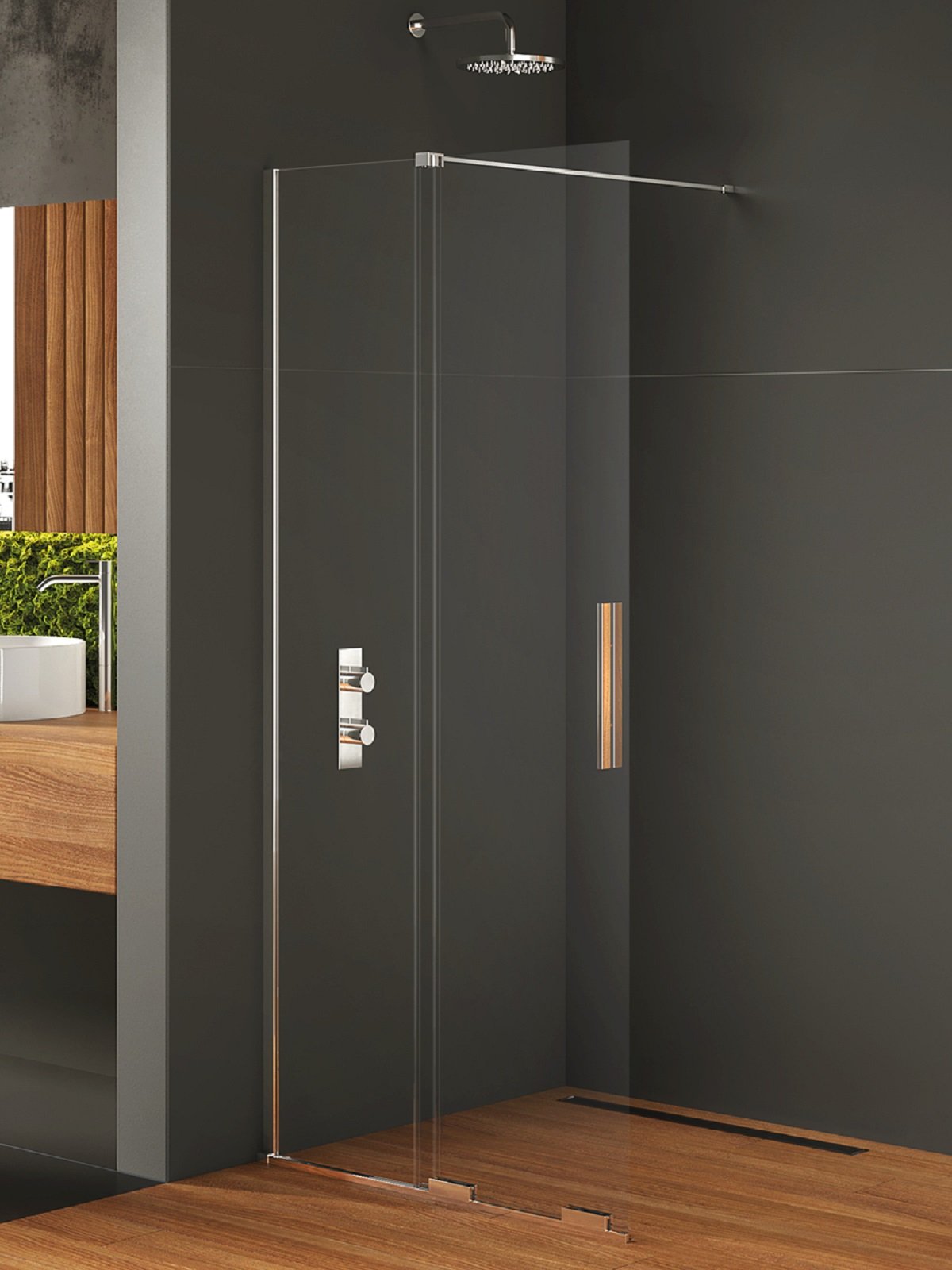 New Trendy Smart perete cabină de duș walk-in 130 cm crom luciu/sticla transparentă EXK-4090
