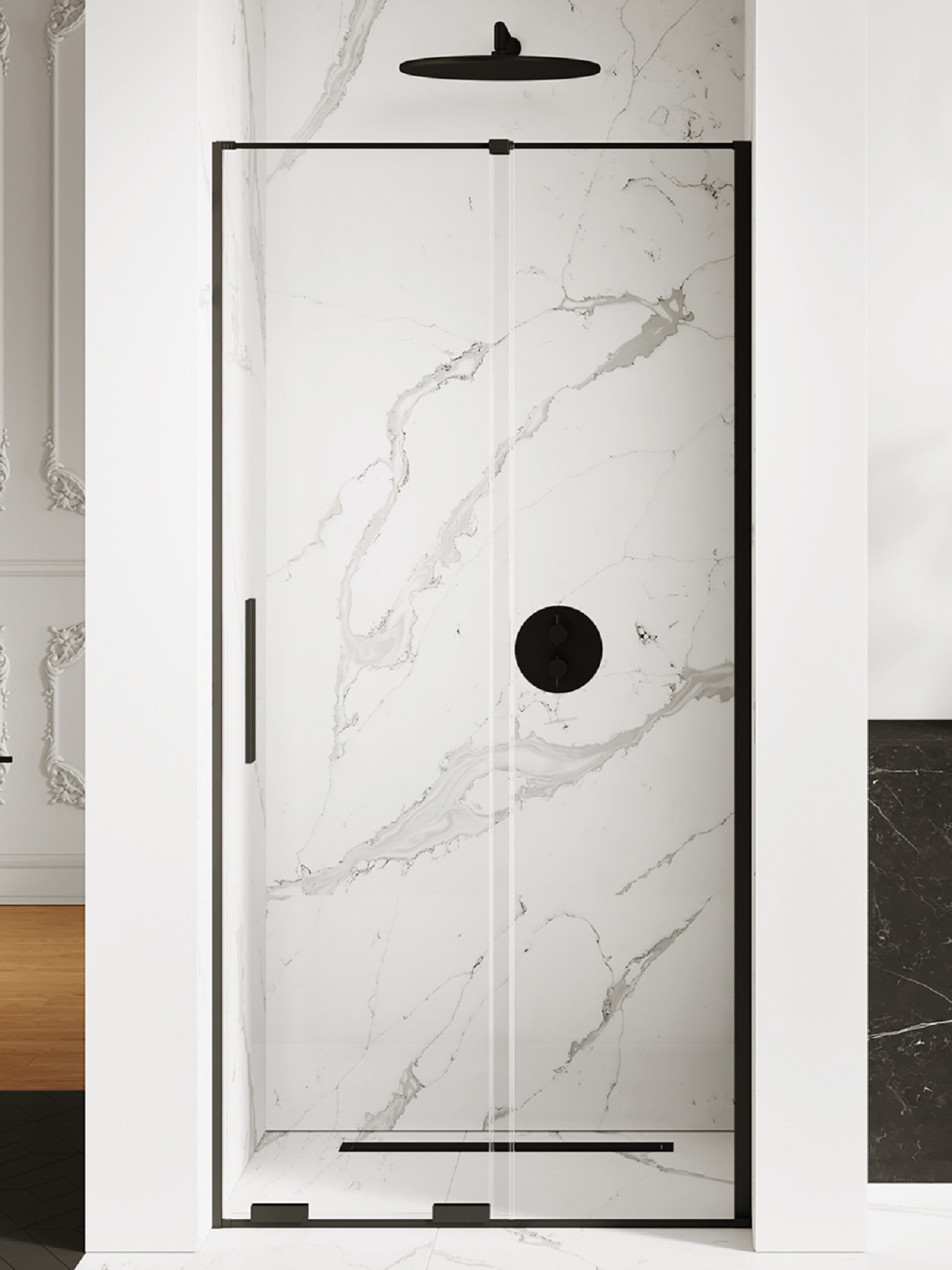 New Trendy Smart Black uși de duș 160 cm culisantă negru mat/sticlă transparentă EXK-4115