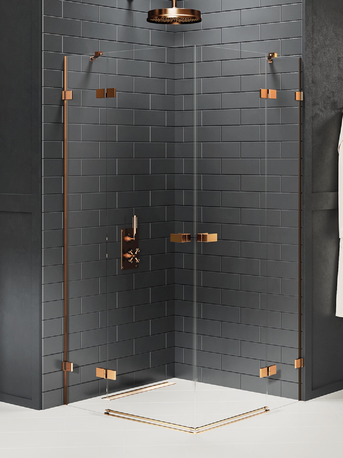 New Trendy Avexa Copper Brushed cabină de duș 100x90 cm dreptunghiular cupru periat/sticlă transparentă EXK-3676