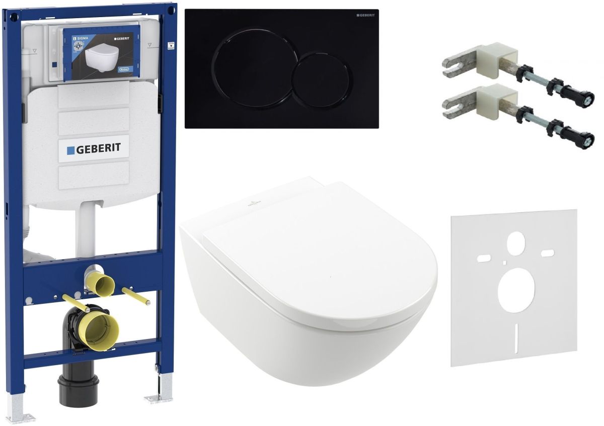 Set set Vas+capac Villeroy & Boch Subway 3.0 4670TSR1, cadru încastrat Geberit Duofix 111.320.00.5, 115.770.DW.5, 111.815.00.1, 156.050.00.1