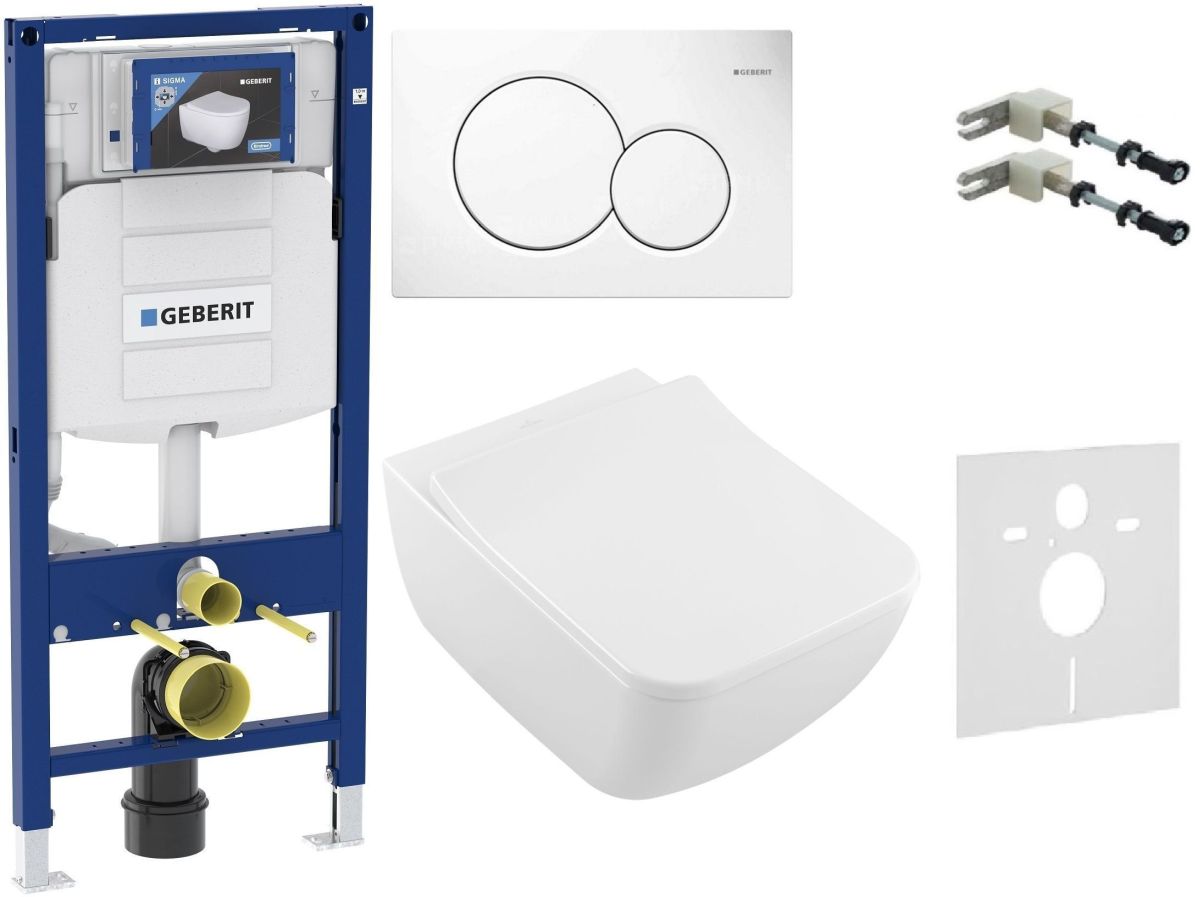 Set set Combi-Pack cu tablă Villeroy & Boch Venticello 4611RSR1, cadru încastrat Geberit Duofix 111.320.00.5, 115.770.11.5, 111.815.00.1, 156.050.00.1