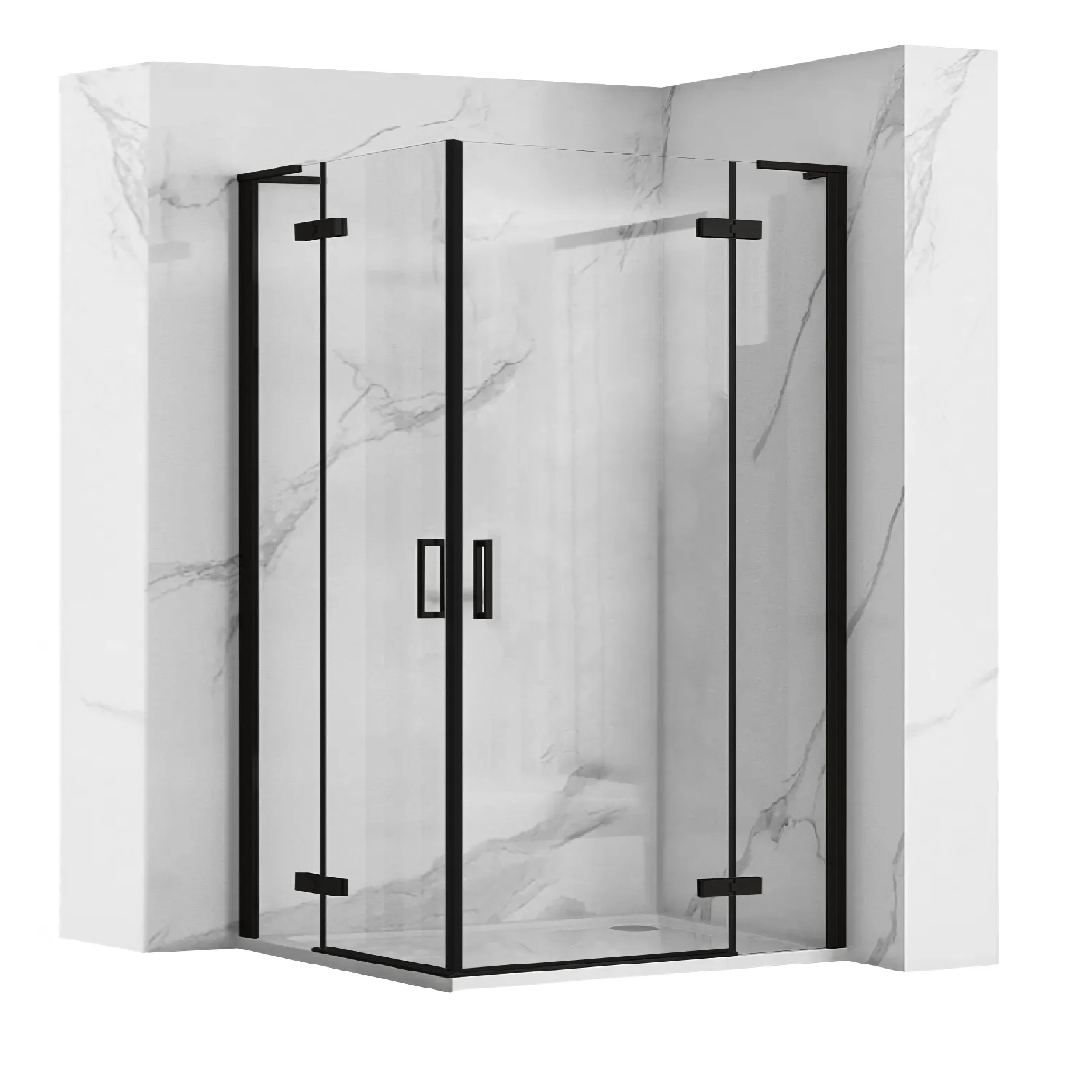 Rea Hugo cabină de duș 90x90 cm pătrat negru semi lucios/sticlă transparentă REA-K6601