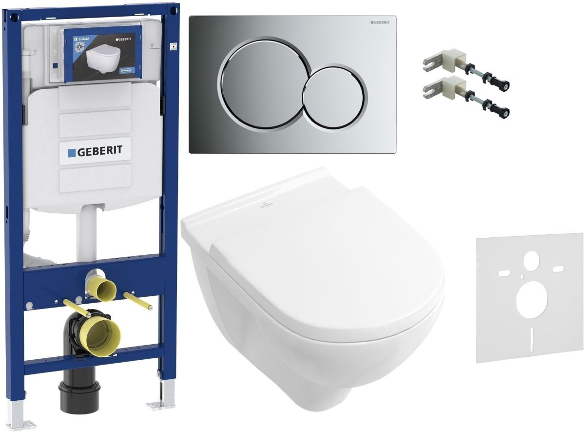 Set cadru încastrat Geberit Duofix 111.320.00.5, set Combi-Pack cu tablă Villeroy & Boch O.Novo 5660H101, 115.770.21.5, 111.815.00.1, 156.050.00.1