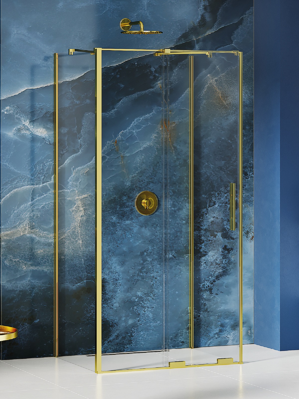 New Trendy Smart Light Gold cabină de duș 130x90 cm dreptunghiular auriu luciu/sticlă transparentă EXK-4288