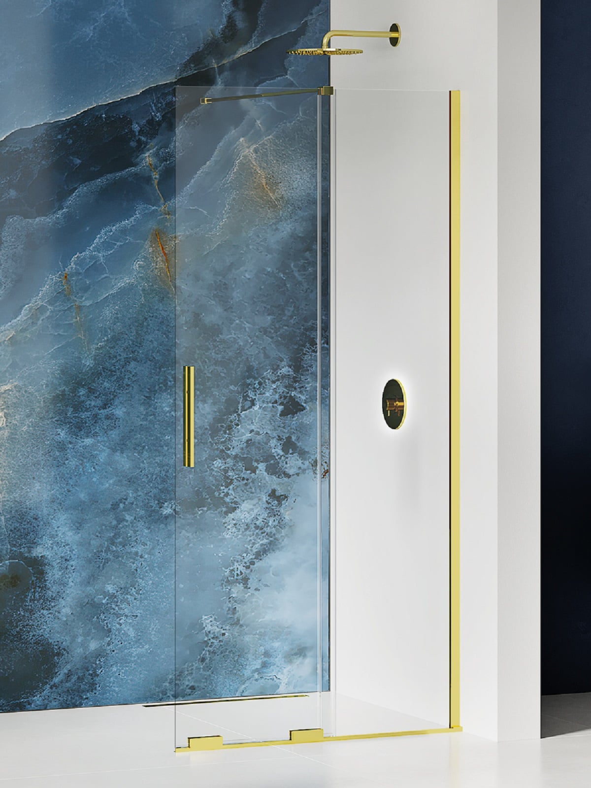 New Trendy Smart Light Gold perete cabină de duș walk-in 140 cm auriu luciu/sticla transparentă EXK-4299