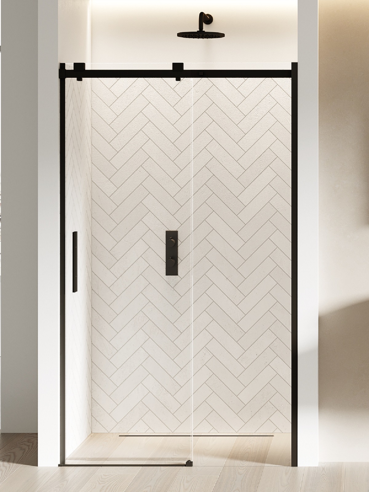 New Trendy Softi Black uși de duș 130 cm culisantă negru mat/sticlă transparentă EXK-3953