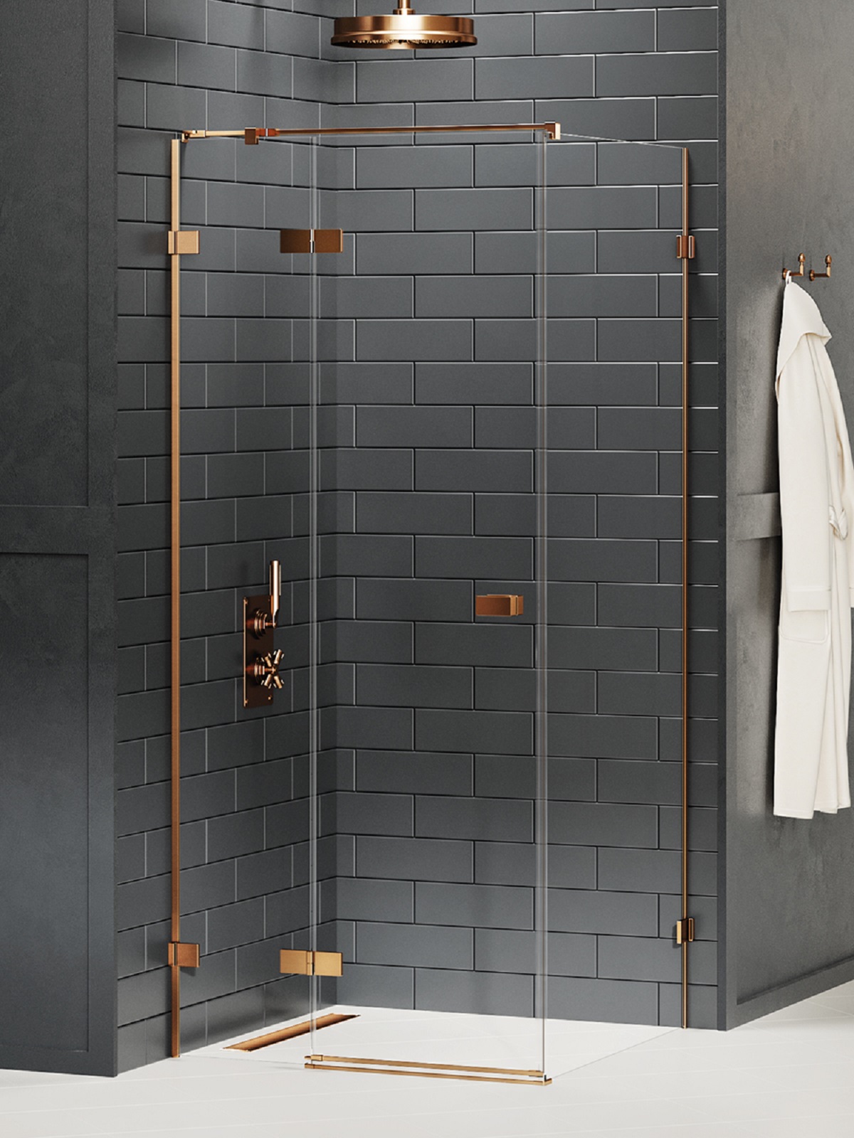 New Trendy Avexa Copper Brushed cabină de duș 80x80 cm pătrat cupru periat/sticlă transparentă EXK-3546