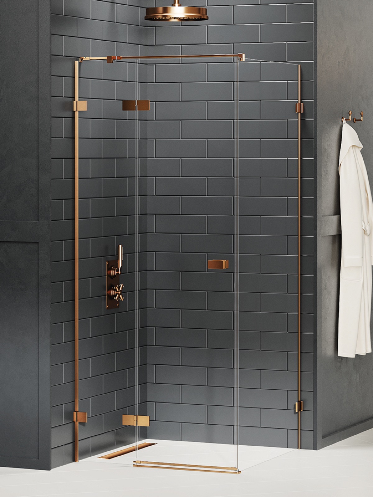 New Trendy Avexa Copper Brushed cabină de duș 90x80 cm dreptunghiular cupru periat/sticlă transparentă EXK-3552